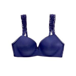 Aerie Real Happy Wireless Navy Lace Strap Bra 32B